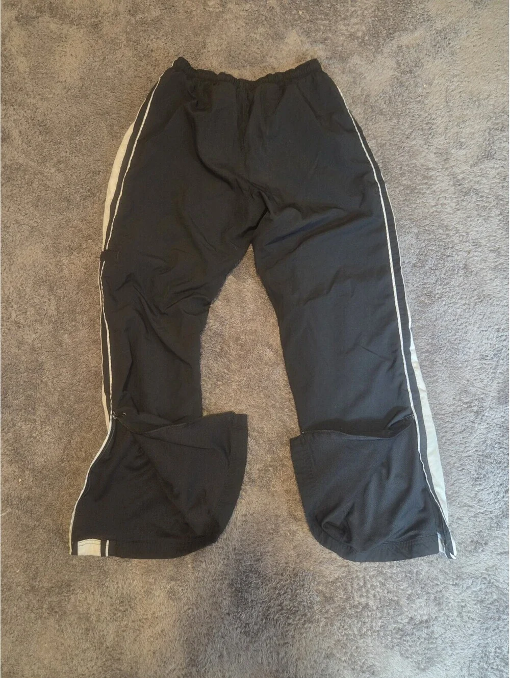 Vintage Y2K Nike Boys Track Pants Black White Side Stripe Youth Large